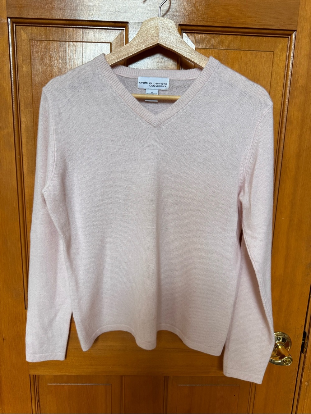 Croft & Barrow Women's V-Neck 100% Cashmere  - Pale Pink, S
